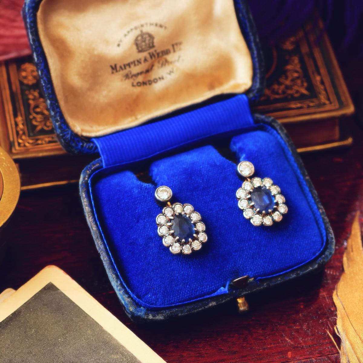 Sensational! Vintage 1980's Sapphire & Diamond Cocktail Earrings