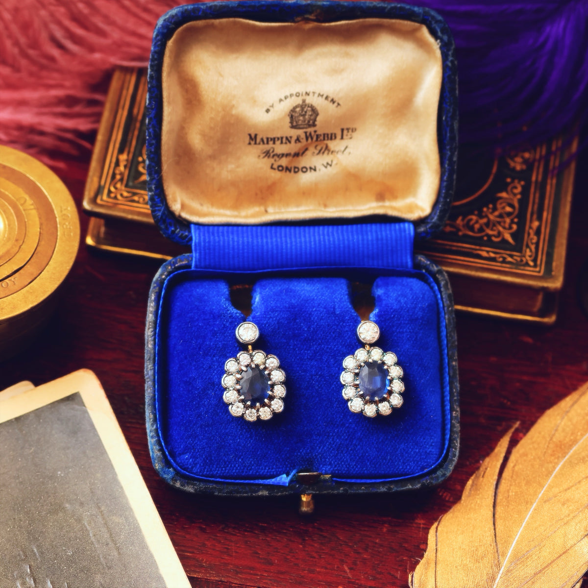 Sensational! Vintage 1980's Sapphire & Diamond Cocktail Earrings