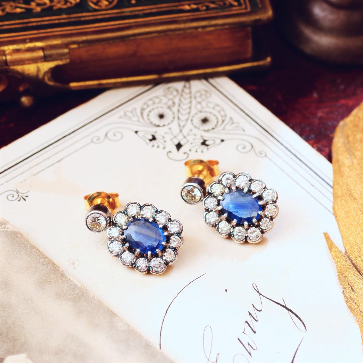 Sensational! Vintage 1980's Sapphire & Diamond Cocktail Earrings