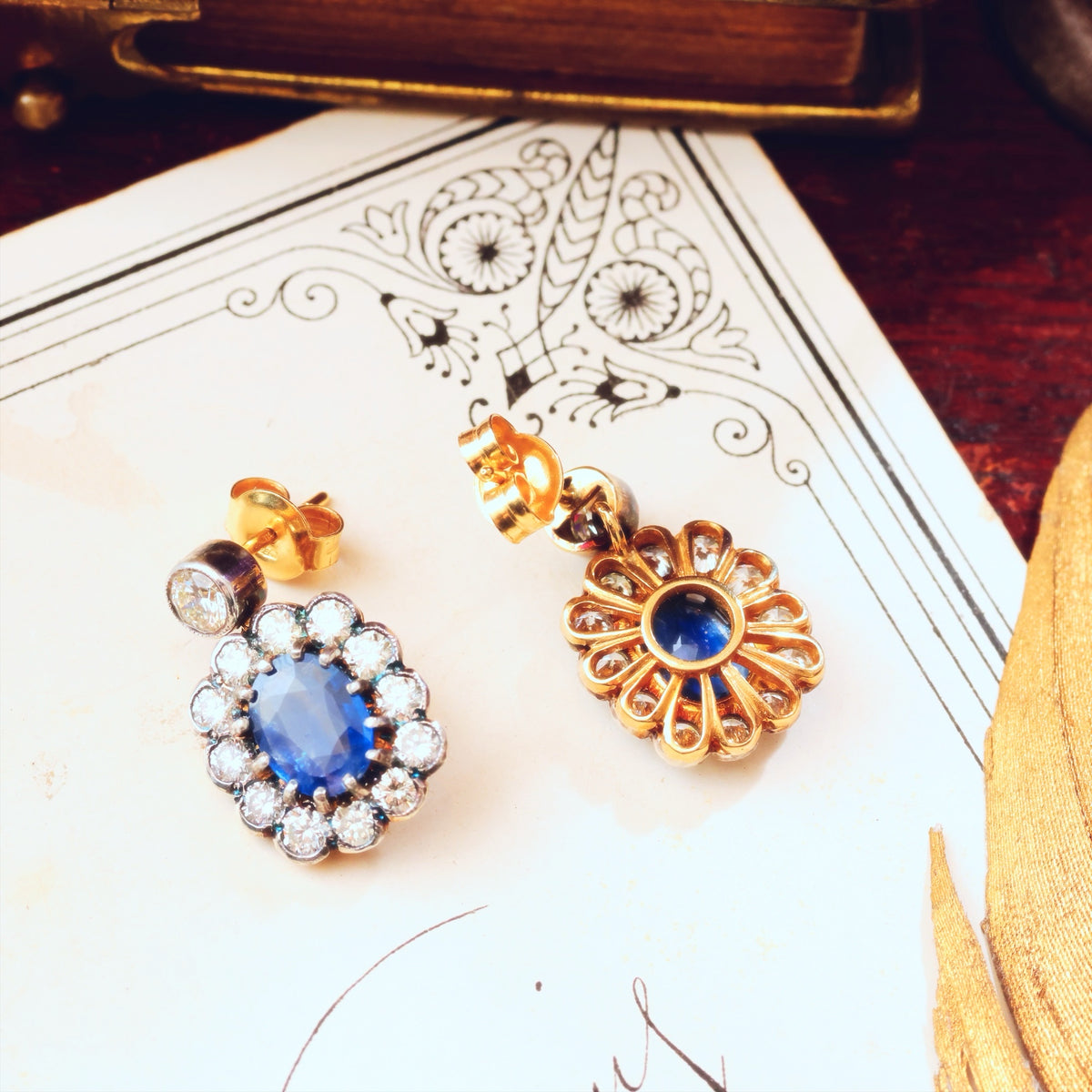 Sensational! Vintage 1980's Sapphire & Diamond Cocktail Earrings