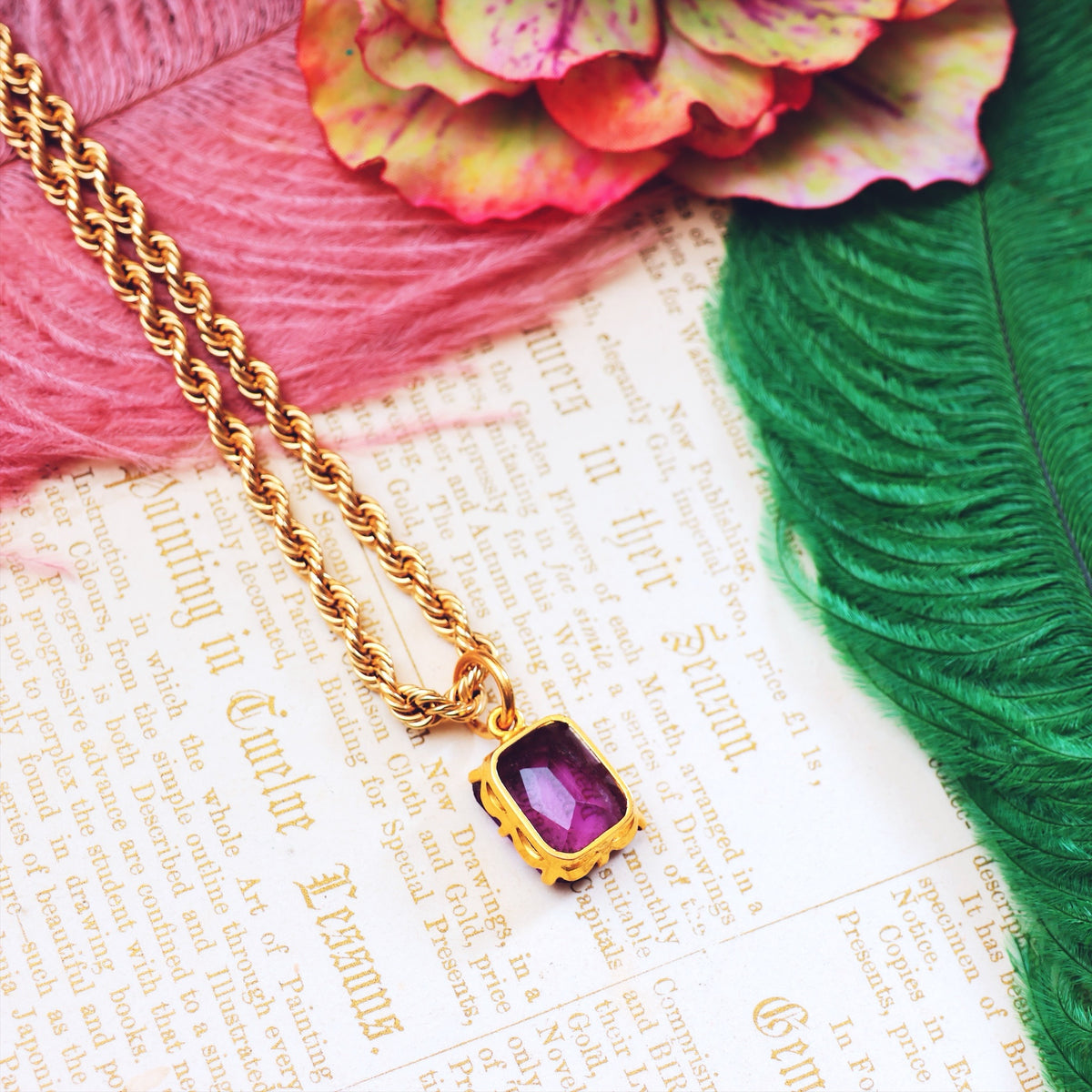 Boldly Purple! Vintage 1980's Synthetic Alexandrite Pendant