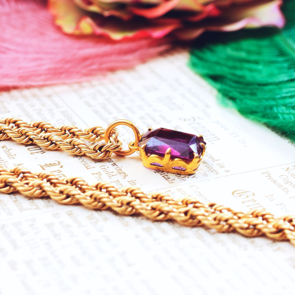 Boldly Purple! Vintage 1980's Synthetic Alexandrite Pendant