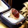 Vintage Date 1975 Unisex Moss Agate Ring