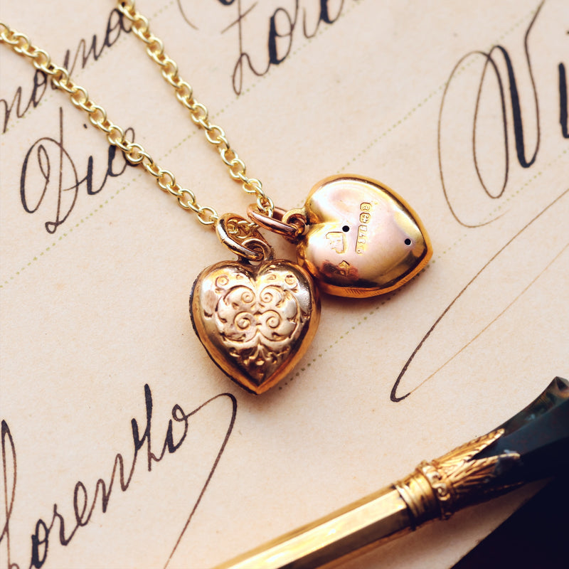 9ct Gold Puffy Hearts Pendant