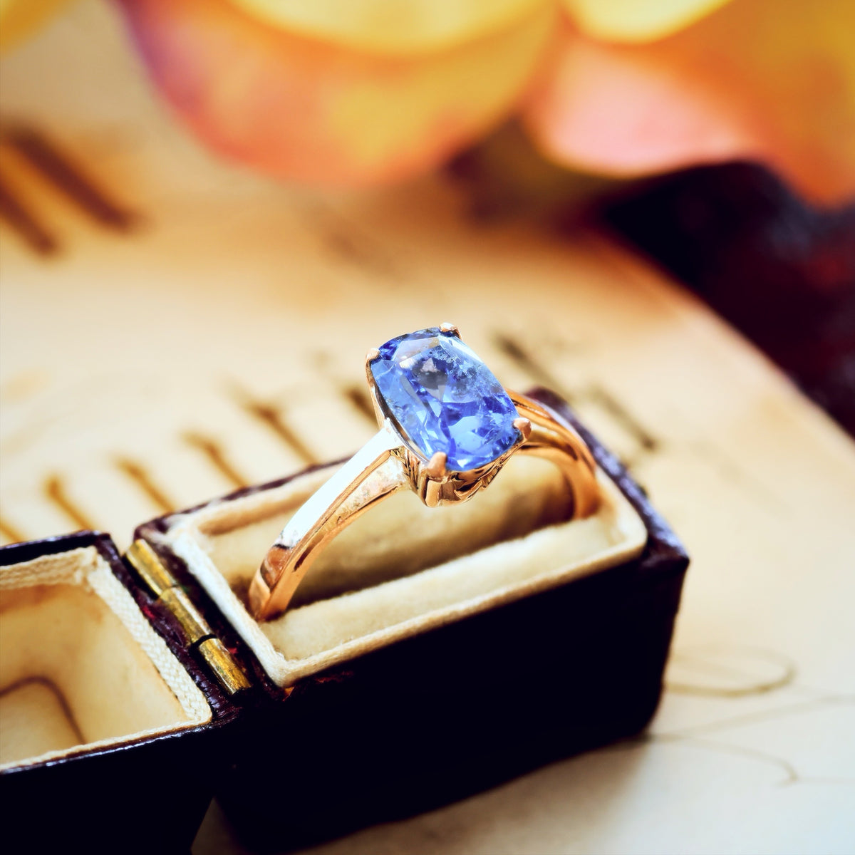 Vintage Hand Cut Sapphire Engagement Ring