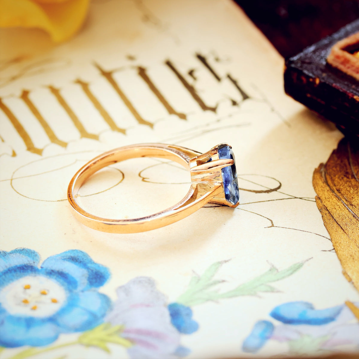 Vintage Hand Cut Sapphire Engagement Ring