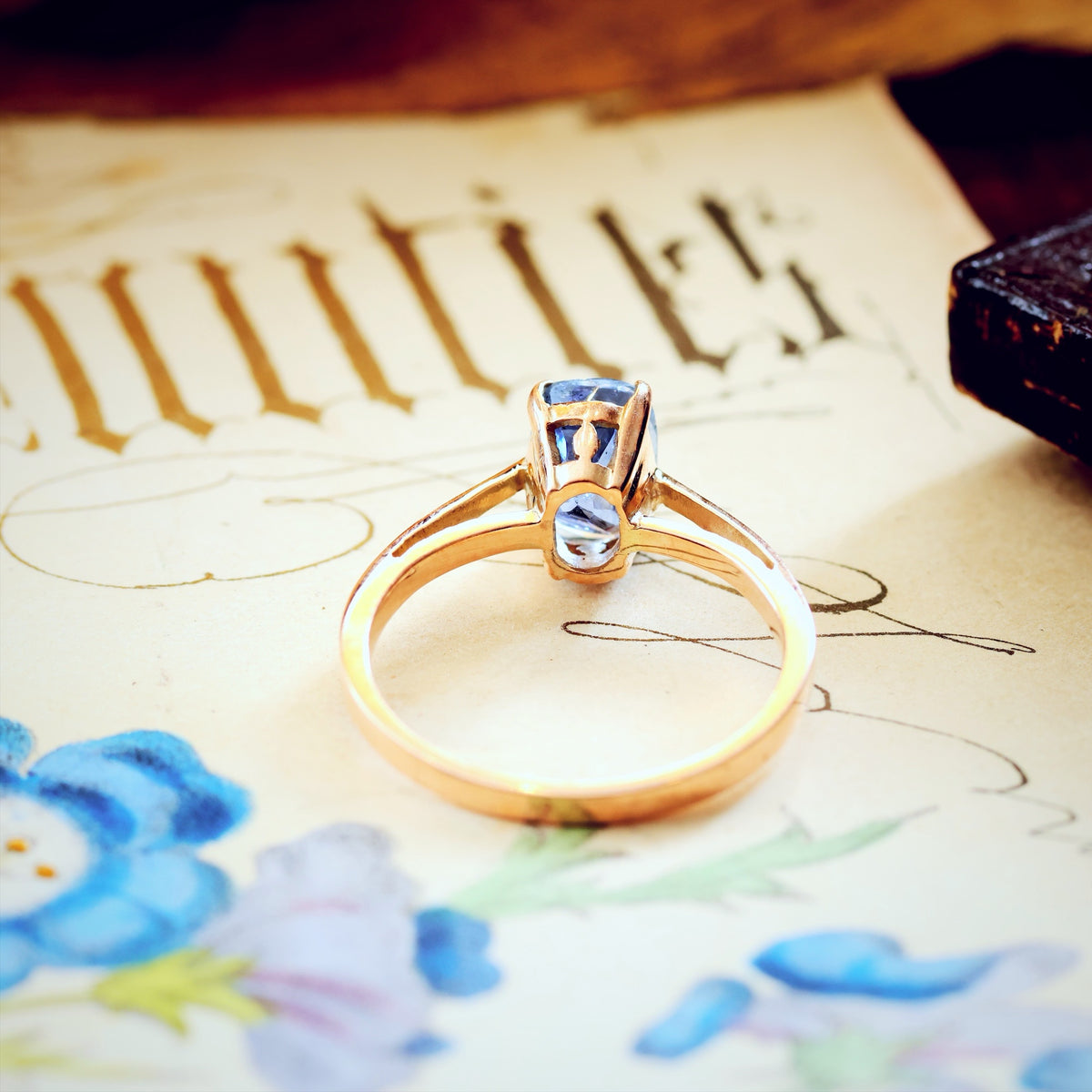 Vintage Hand Cut Sapphire Engagement Ring