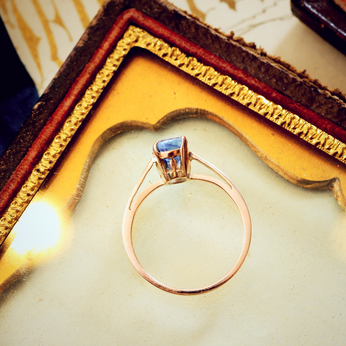 Vintage Hand Cut Sapphire Engagement Ring