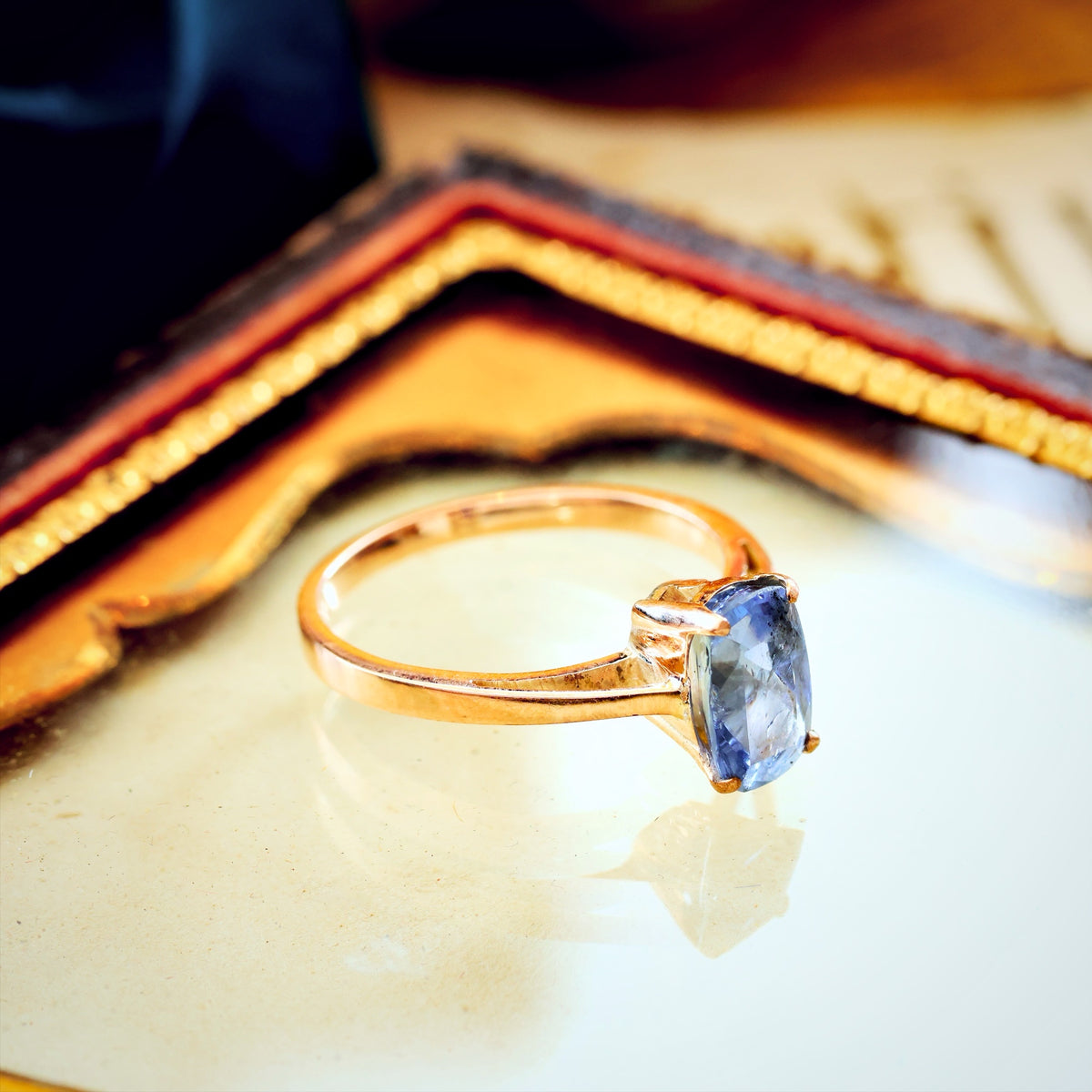 Vintage Hand Cut Sapphire Engagement Ring