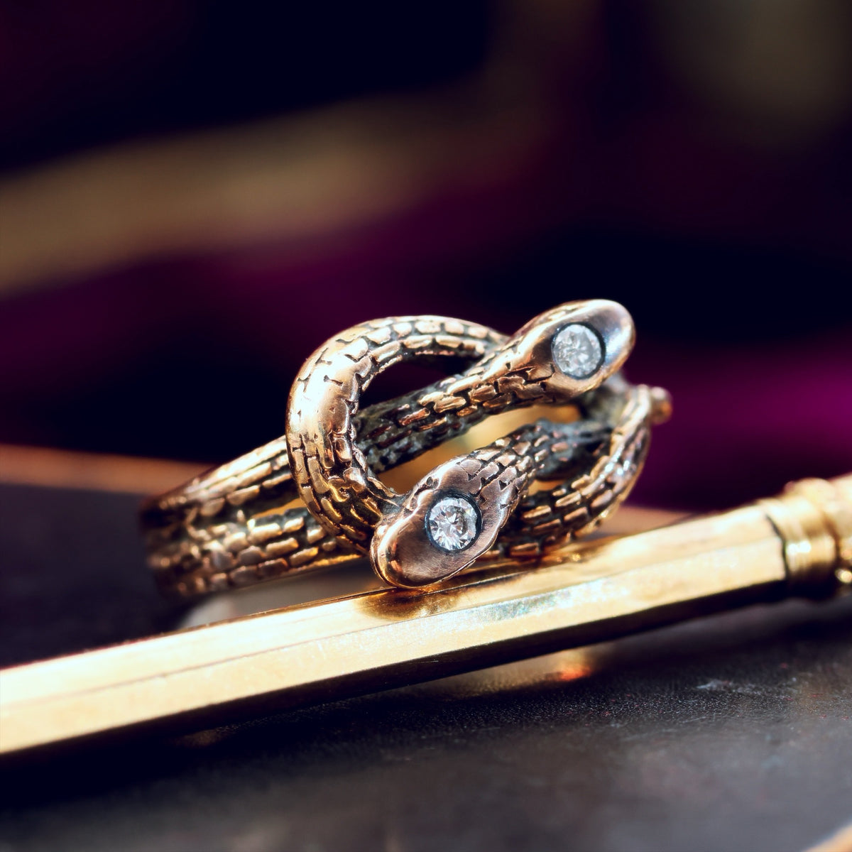 Vintage 9ct Rose Gold Snake Ring