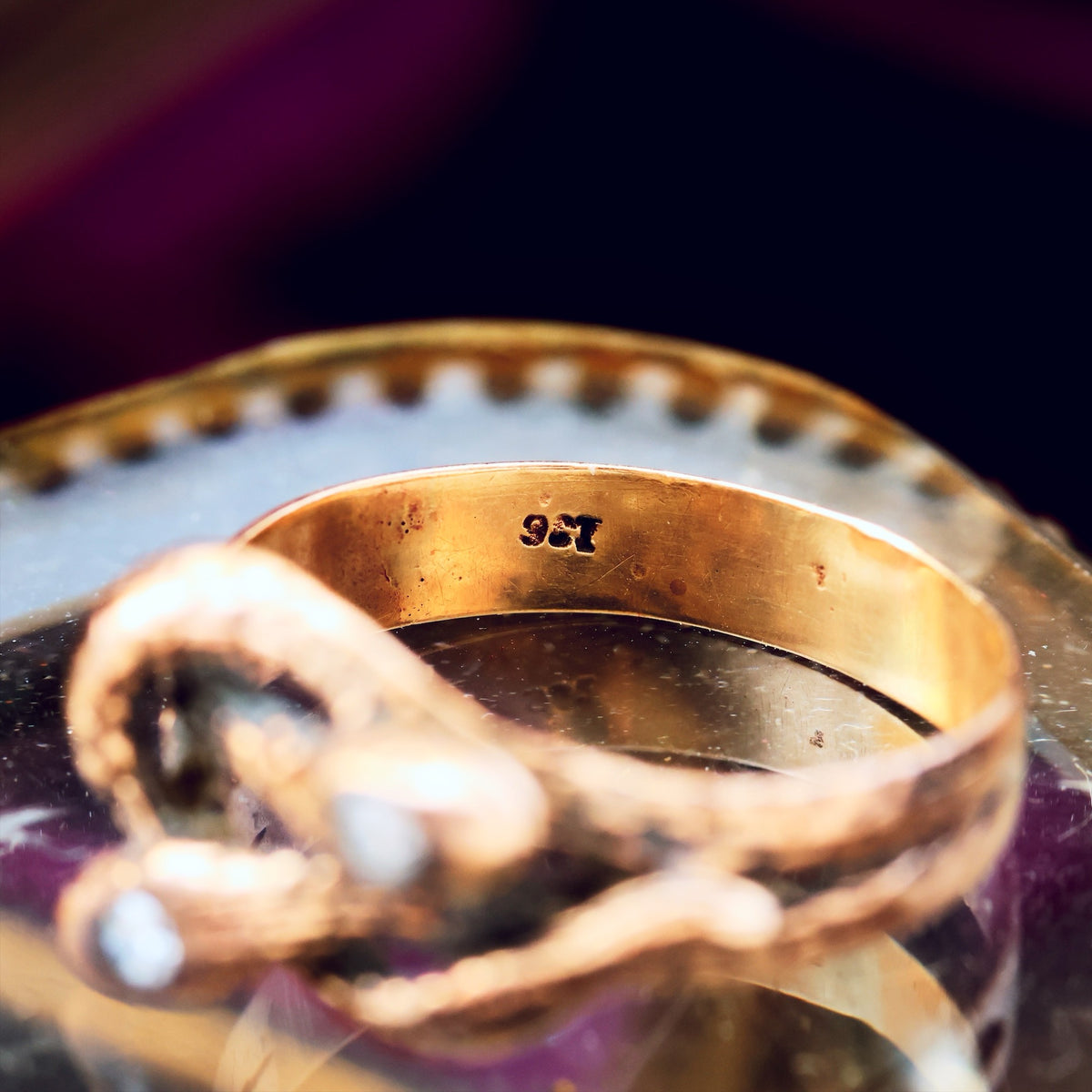 Vintage Rose Gold Diamond Snakes Ring