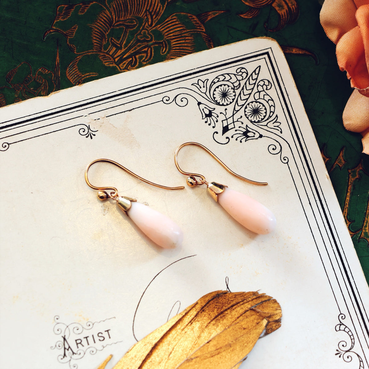 Vintage 'Angel Skin' Pale Pink Coral Earrings
