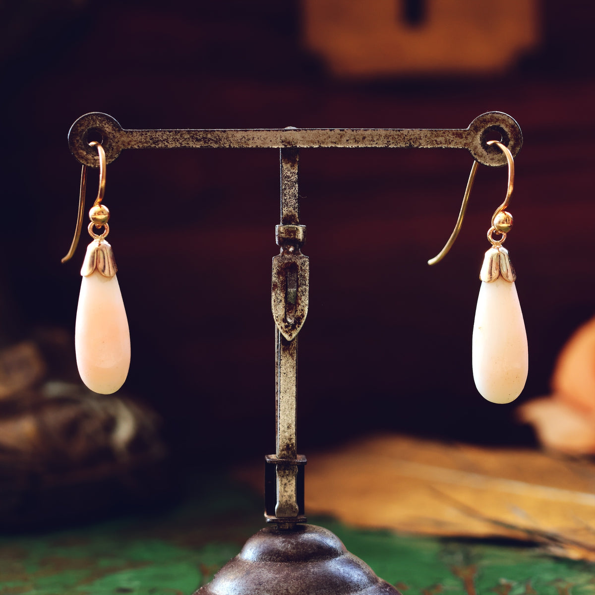 Vintage 'Angel Skin' Pale Pink Coral Earrings