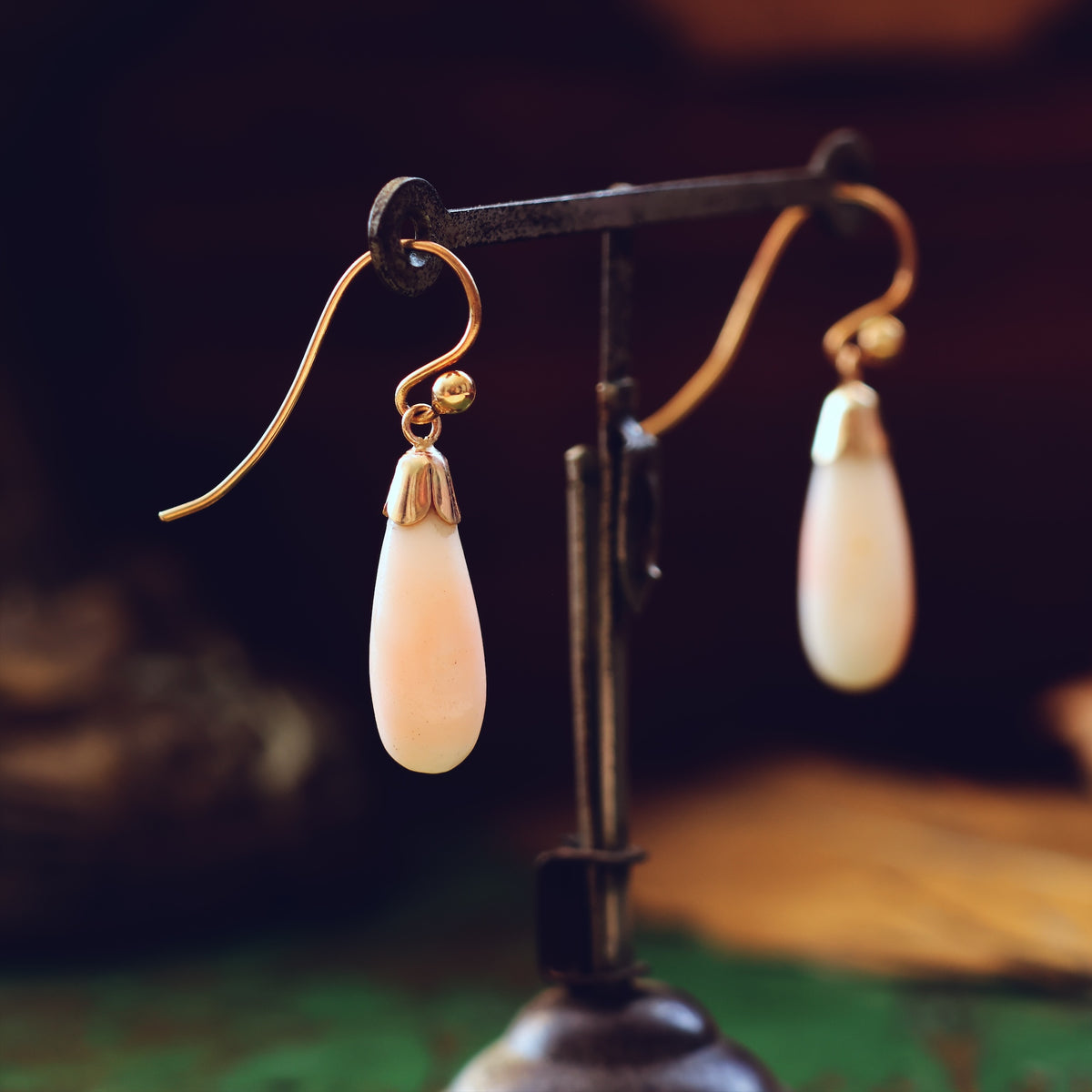 Vintage 'Angel Skin' Pale Pink Coral Earrings