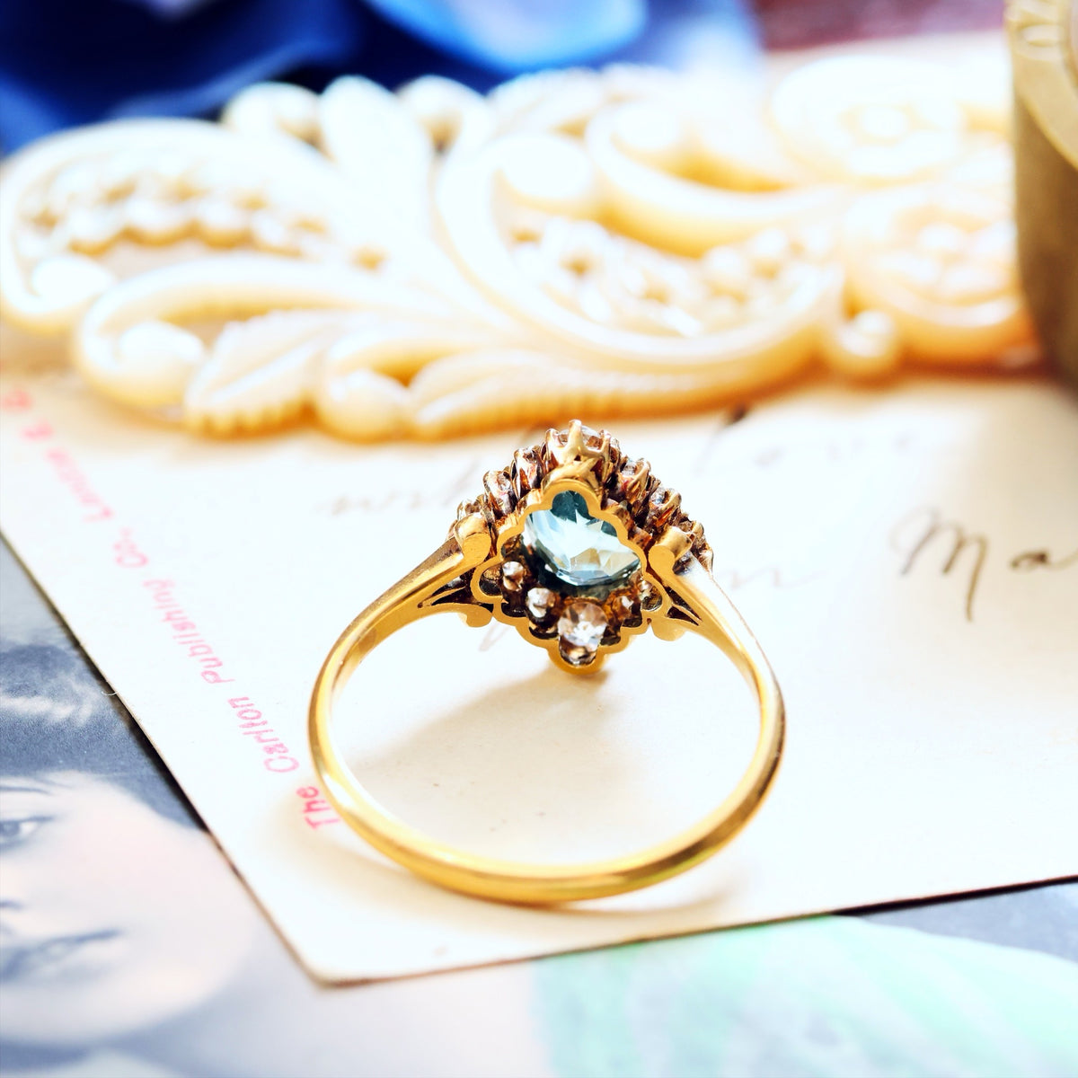 Most Favoured Vintage Aquamarine & Diamond Cluster Ring