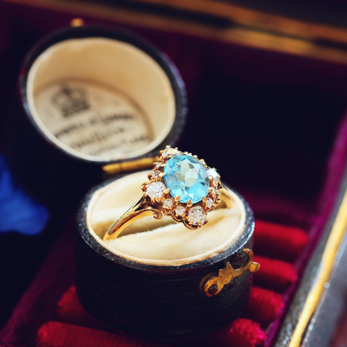 Most Favoured Vintage Aquamarine & Diamond Cluster Ring