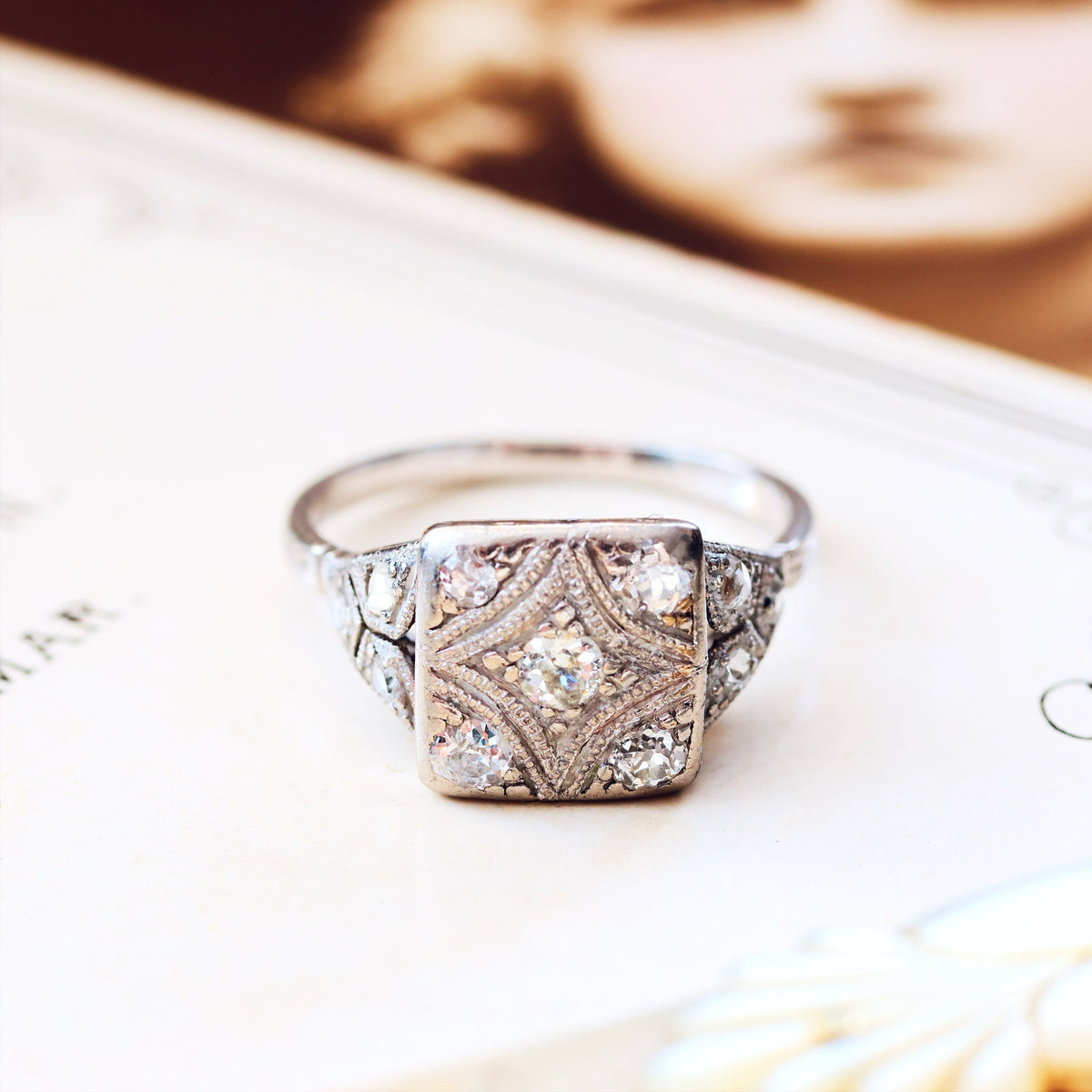 All Original Vintage Art Deco Diamond Engagement Ring
