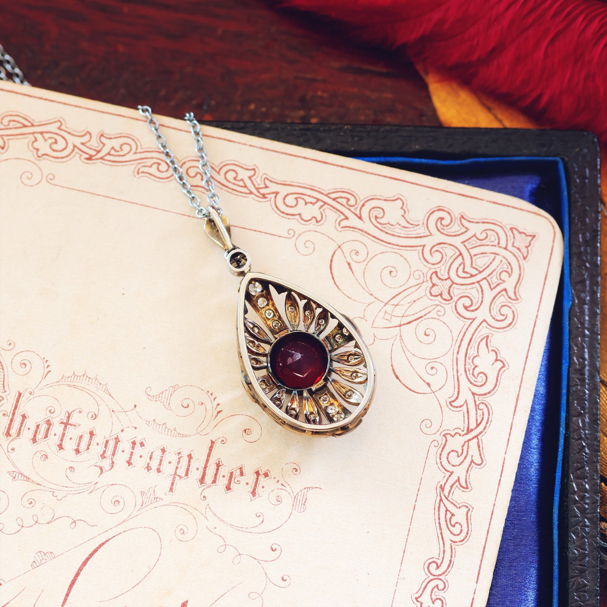 Vintage Art Deco Garnet & Diamond Pendant