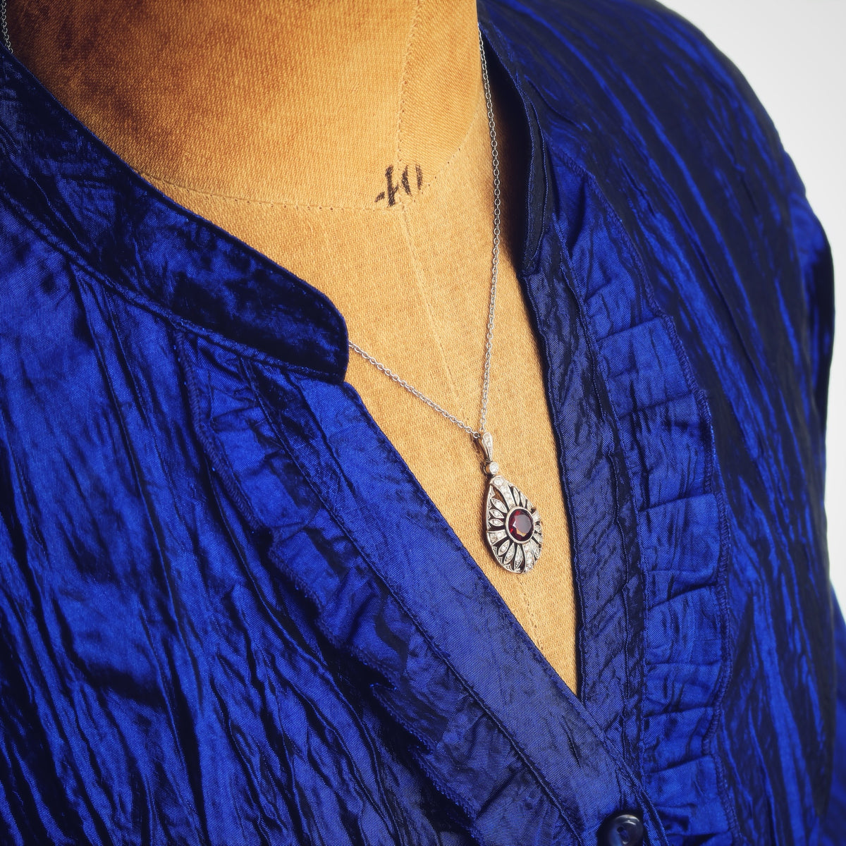 Vintage Art Deco Garnet & Diamond Pendant