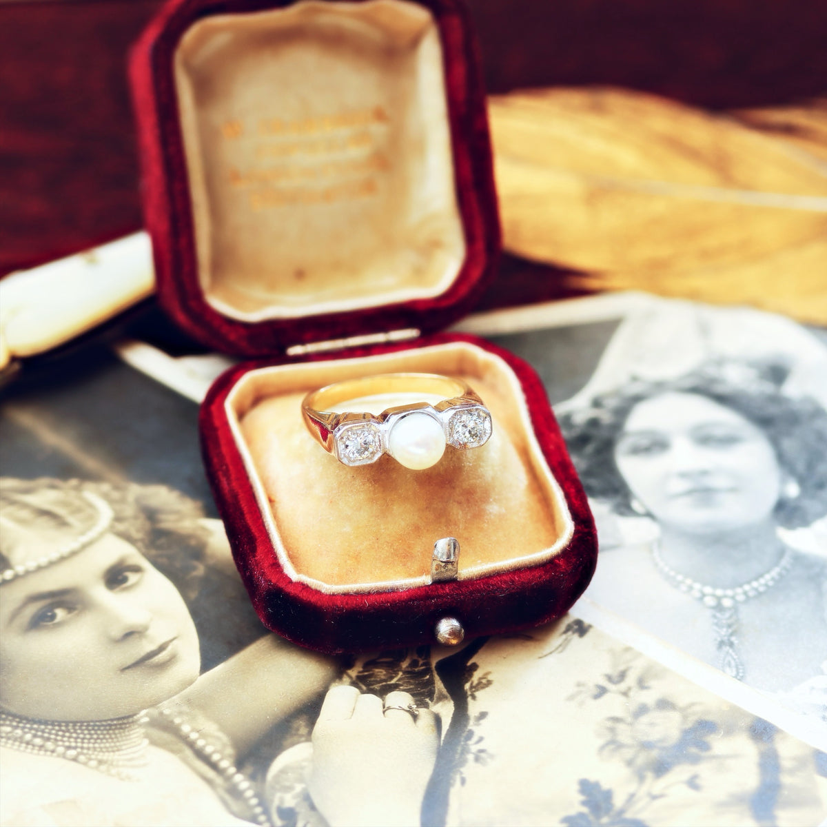 Sensational Vintage Art Deco Pearl & Diamond Cocktail Ring
