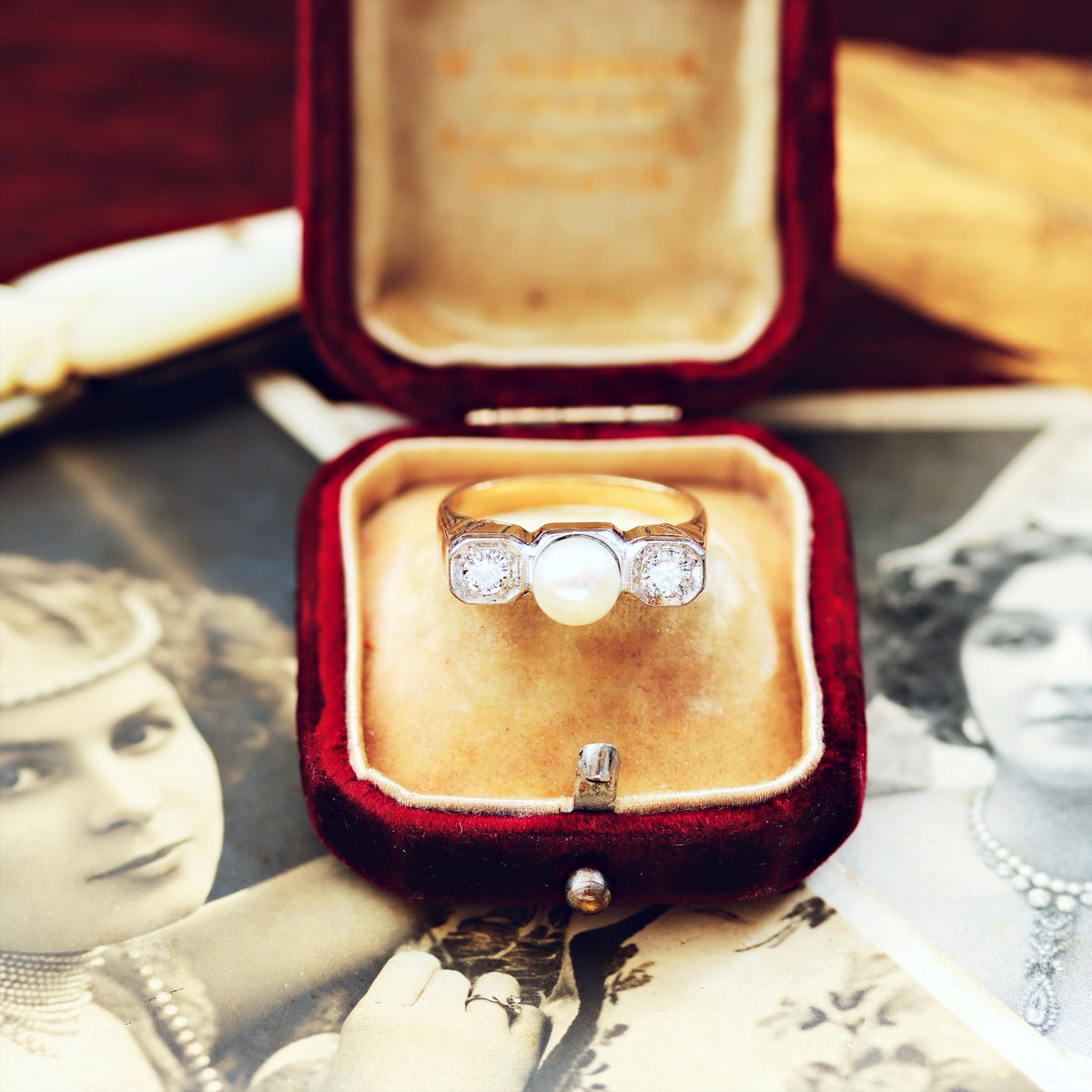 Sensational Vintage Art Deco Pearl & Diamond Cocktail Ring