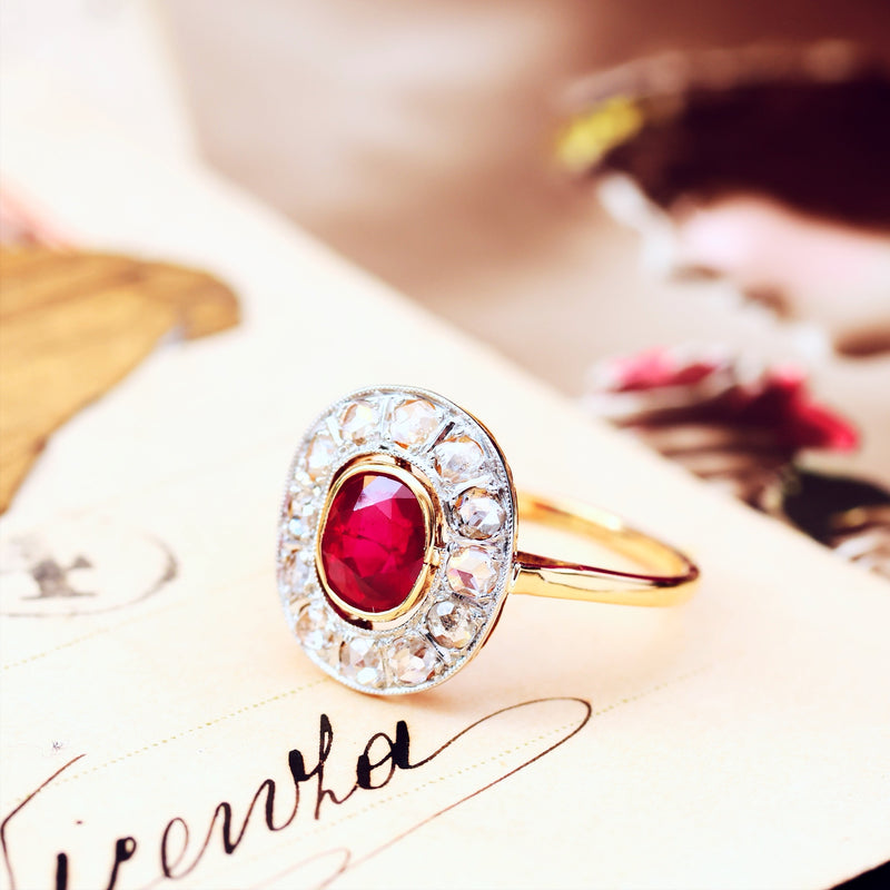 Vintage Art Deco Ruby & Diamond Cocktail Ring