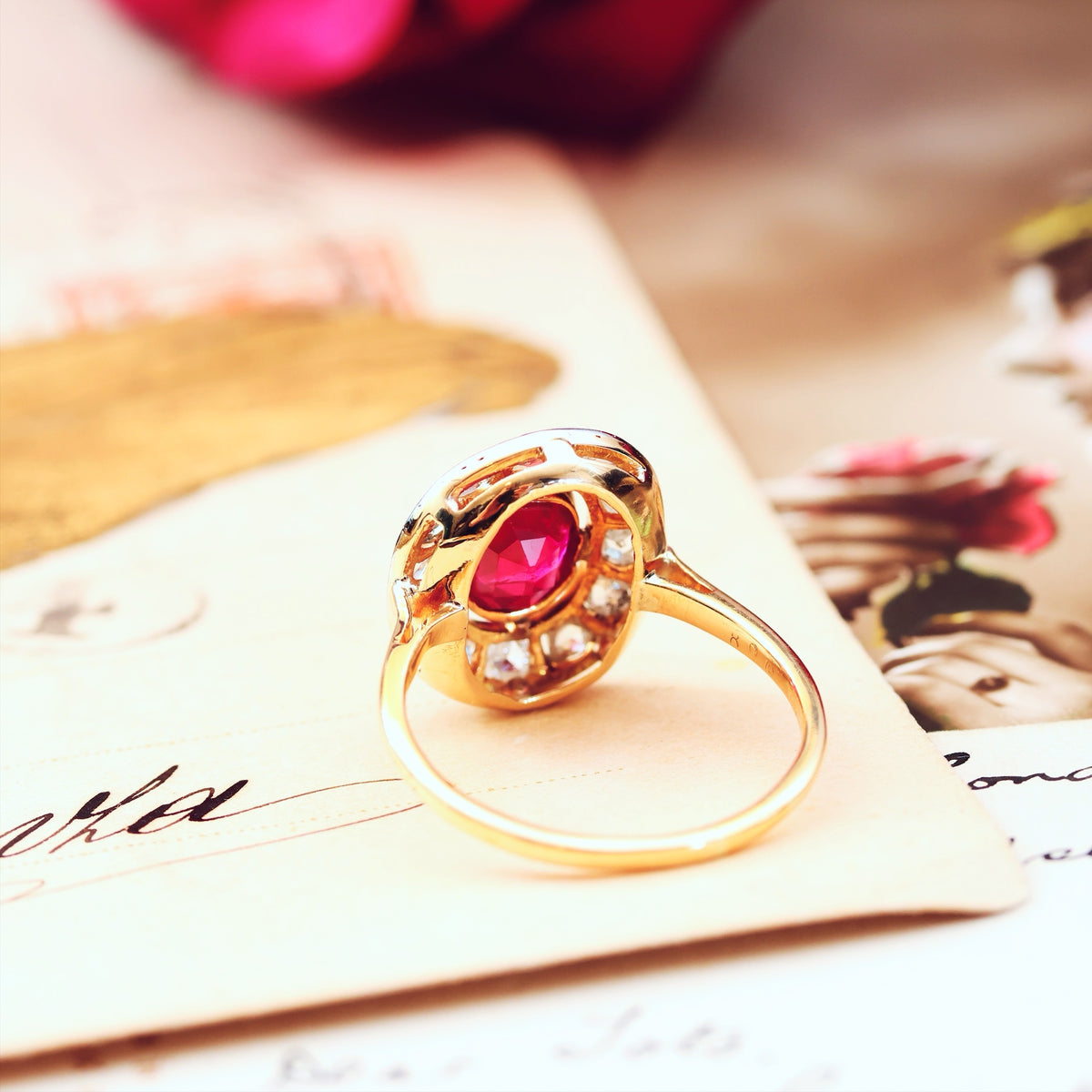 Striking Vintage Art Deco Ruby & Diamond Cocktail Ring