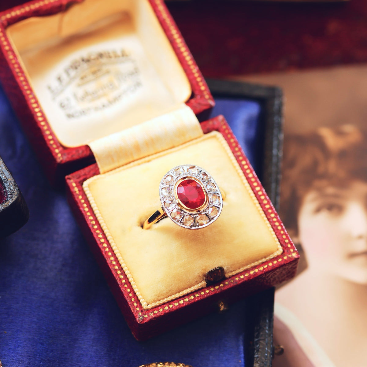Striking Vintage Art Deco Ruby & Diamond Cocktail Ring
