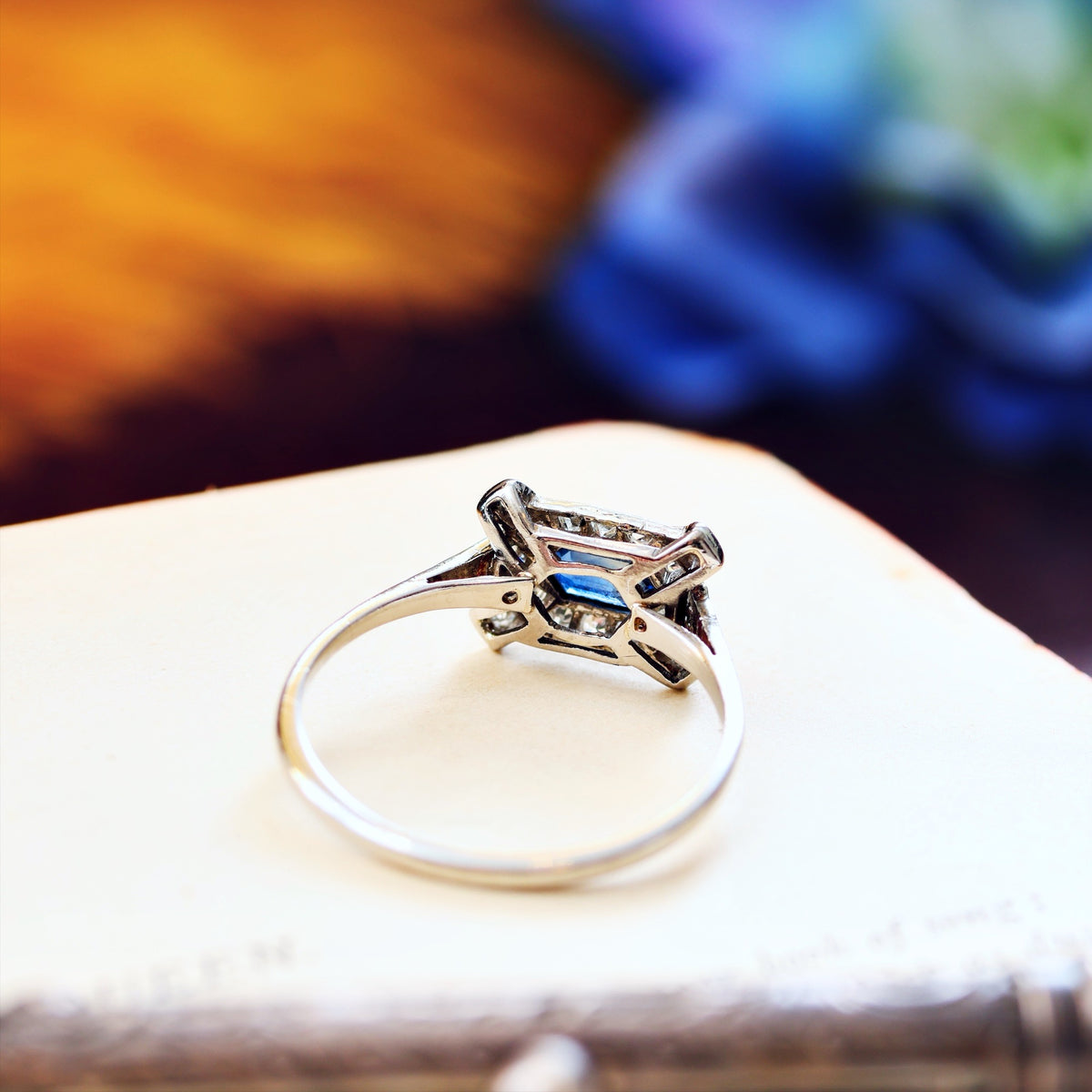 Unusual Hand Made Vintage Art Deco Sapphire & Diamond Ring