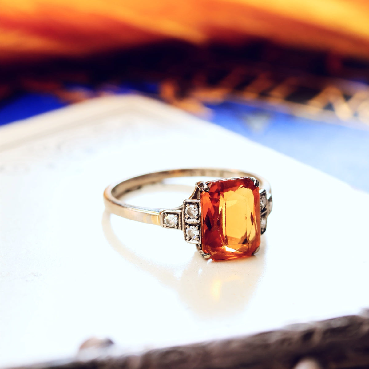 Vintage Art Deco Styled Citrine & Diamond Ring