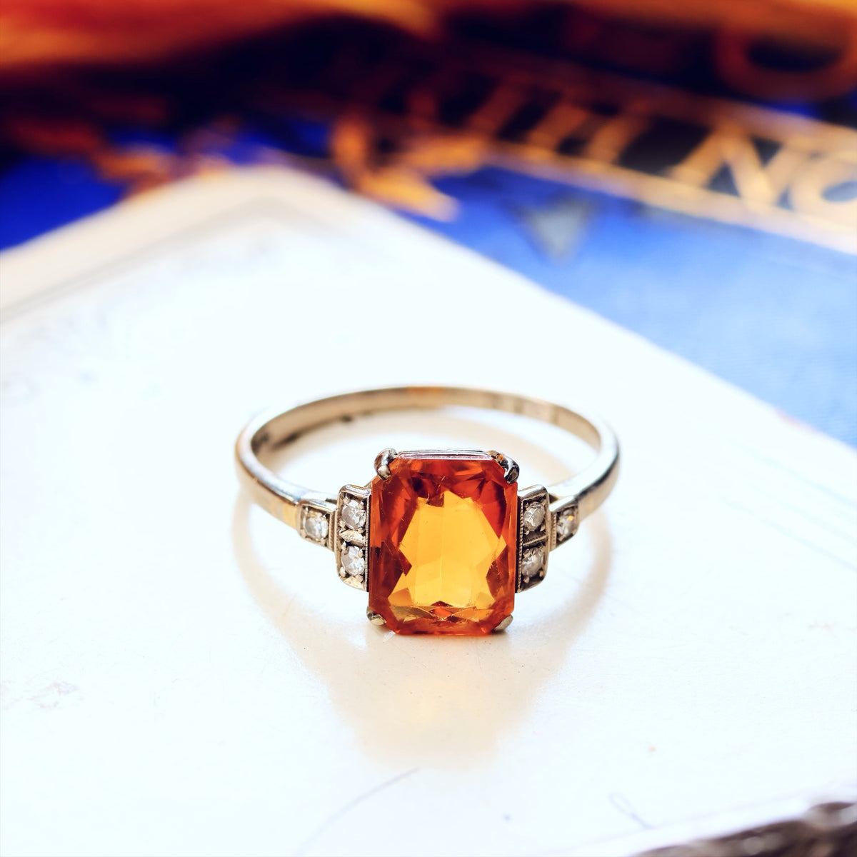 Vintage Art Deco Styled Citrine & Diamond Ring