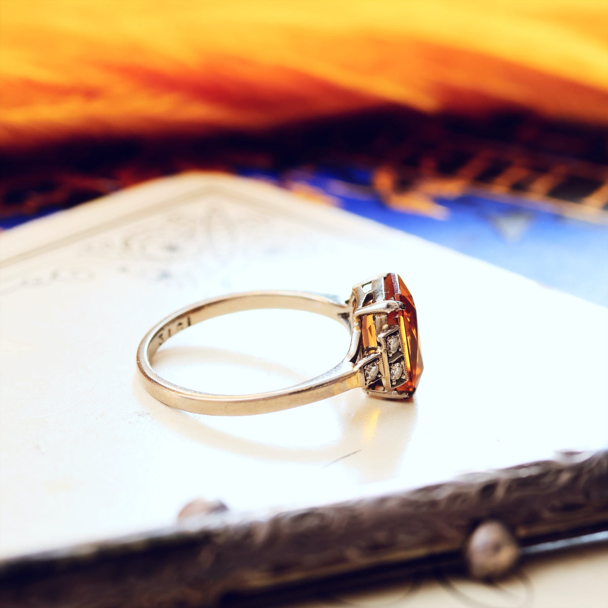 Vintage Art Deco Styled Citrine & Diamond Ring