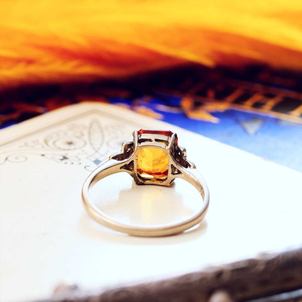 Vintage Art Deco Styled Citrine & Diamond Ring