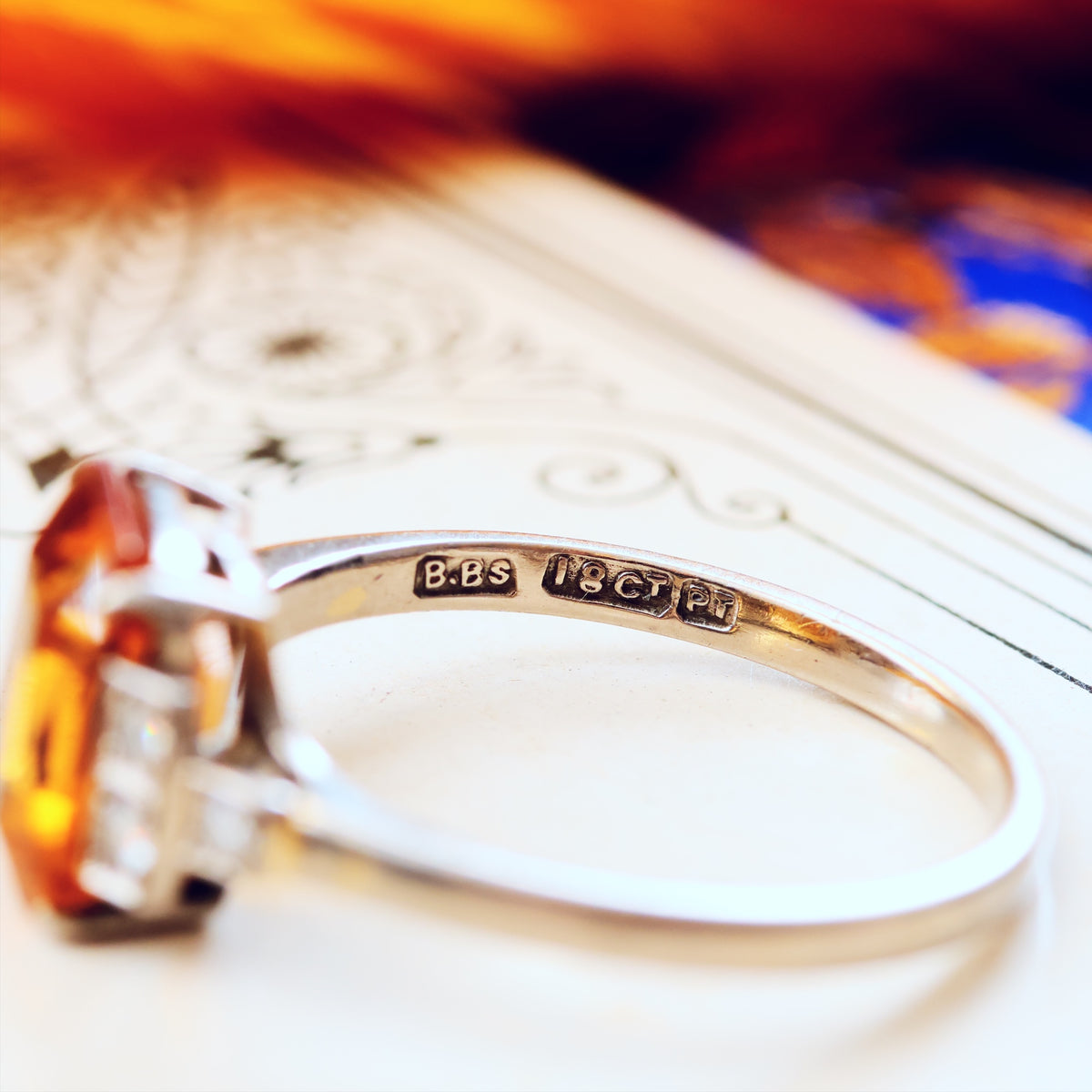 Vintage Art Deco Styled Citrine & Diamond Ring
