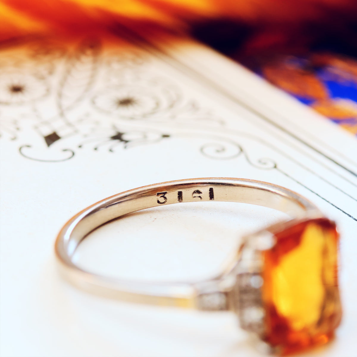 Vintage Art Deco Styled Citrine & Diamond Ring