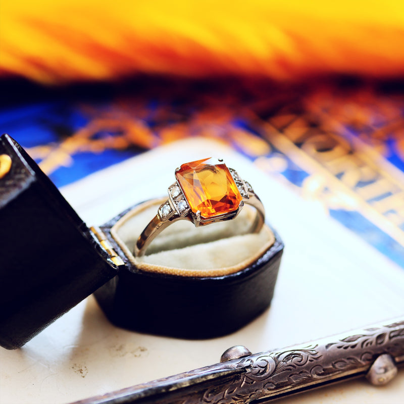 Vintage Art Deco Styled Citrine & Diamond Ring