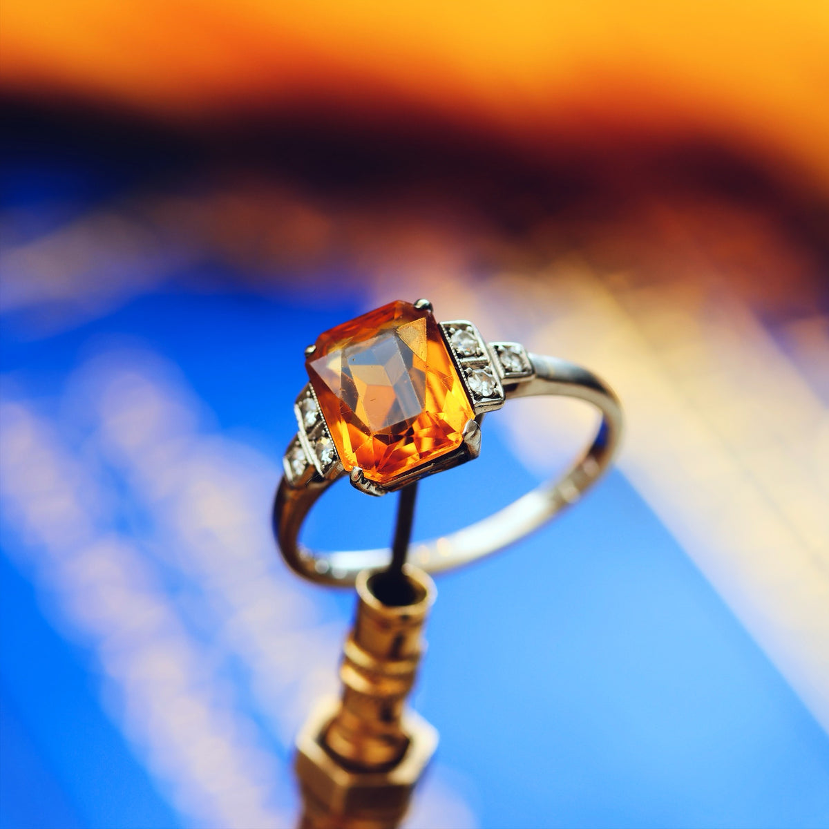 Vintage Art Deco Styled Citrine & Diamond Ring