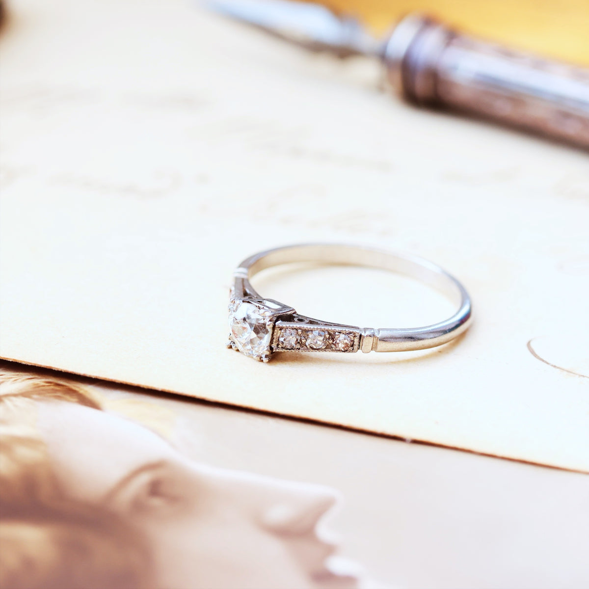 Vintage Art Deco Diamond Solitaire Engagement Ring