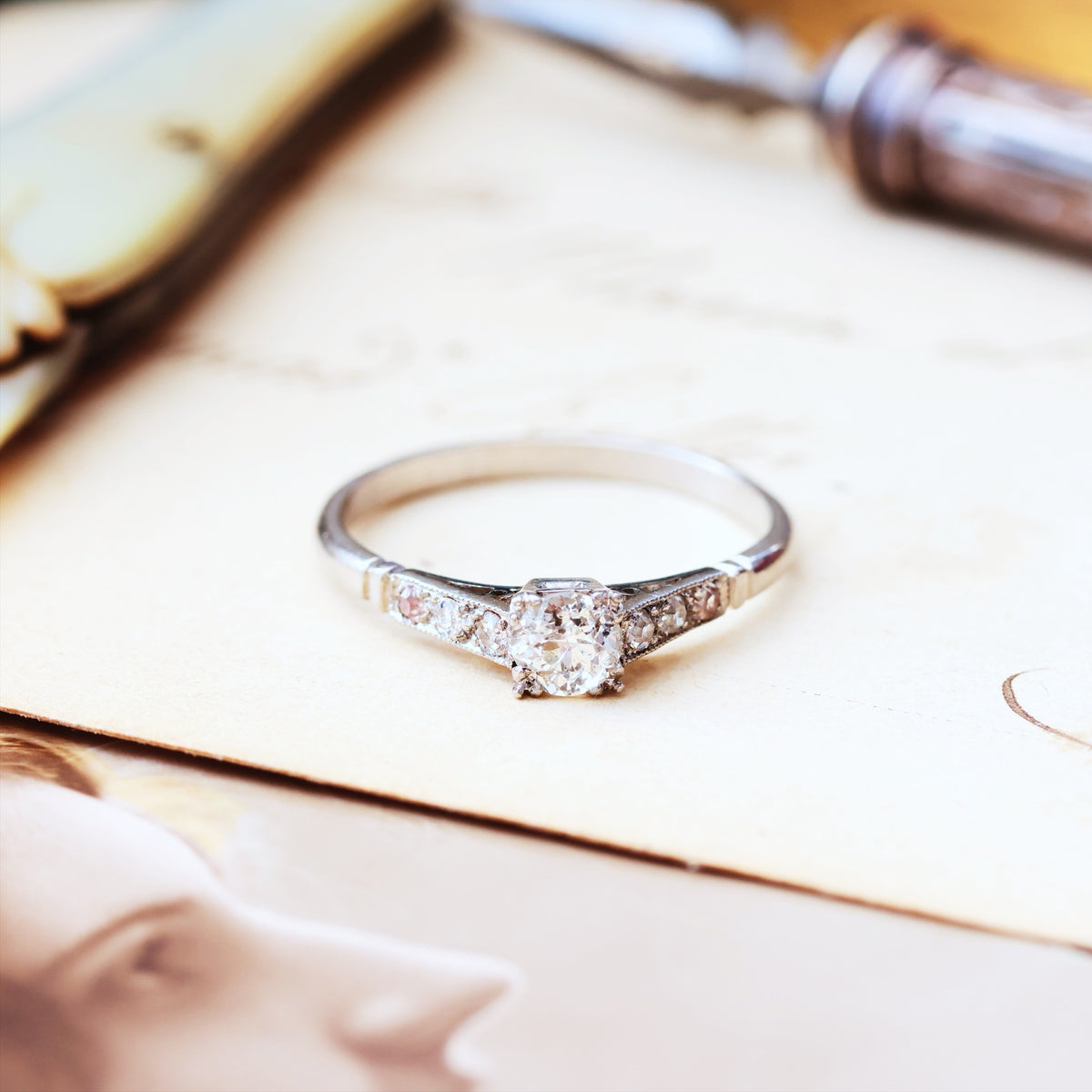 Vintage Art Deco Diamond Solitaire Engagement Ring