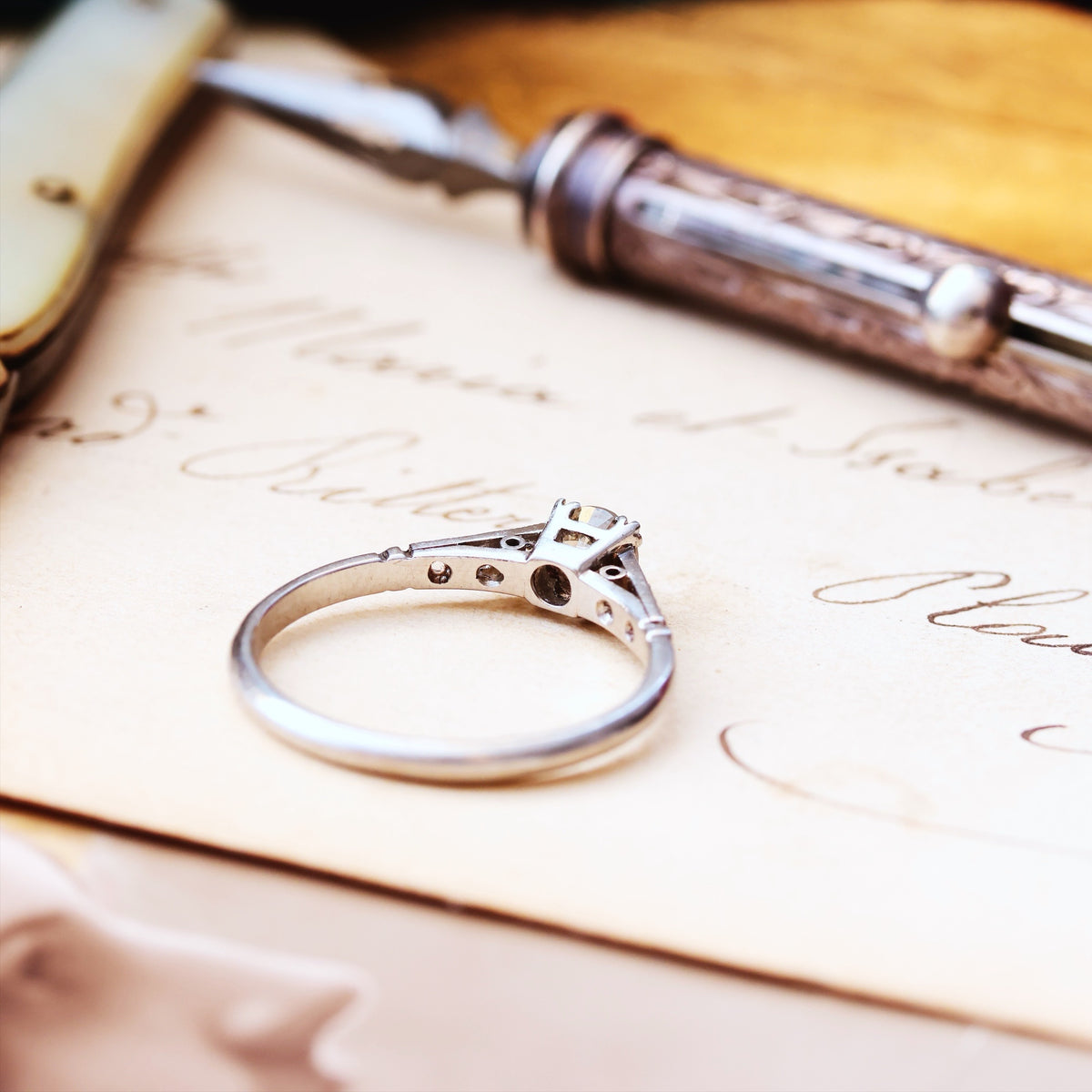 Vintage Art Deco Diamond Solitaire Engagement Ring