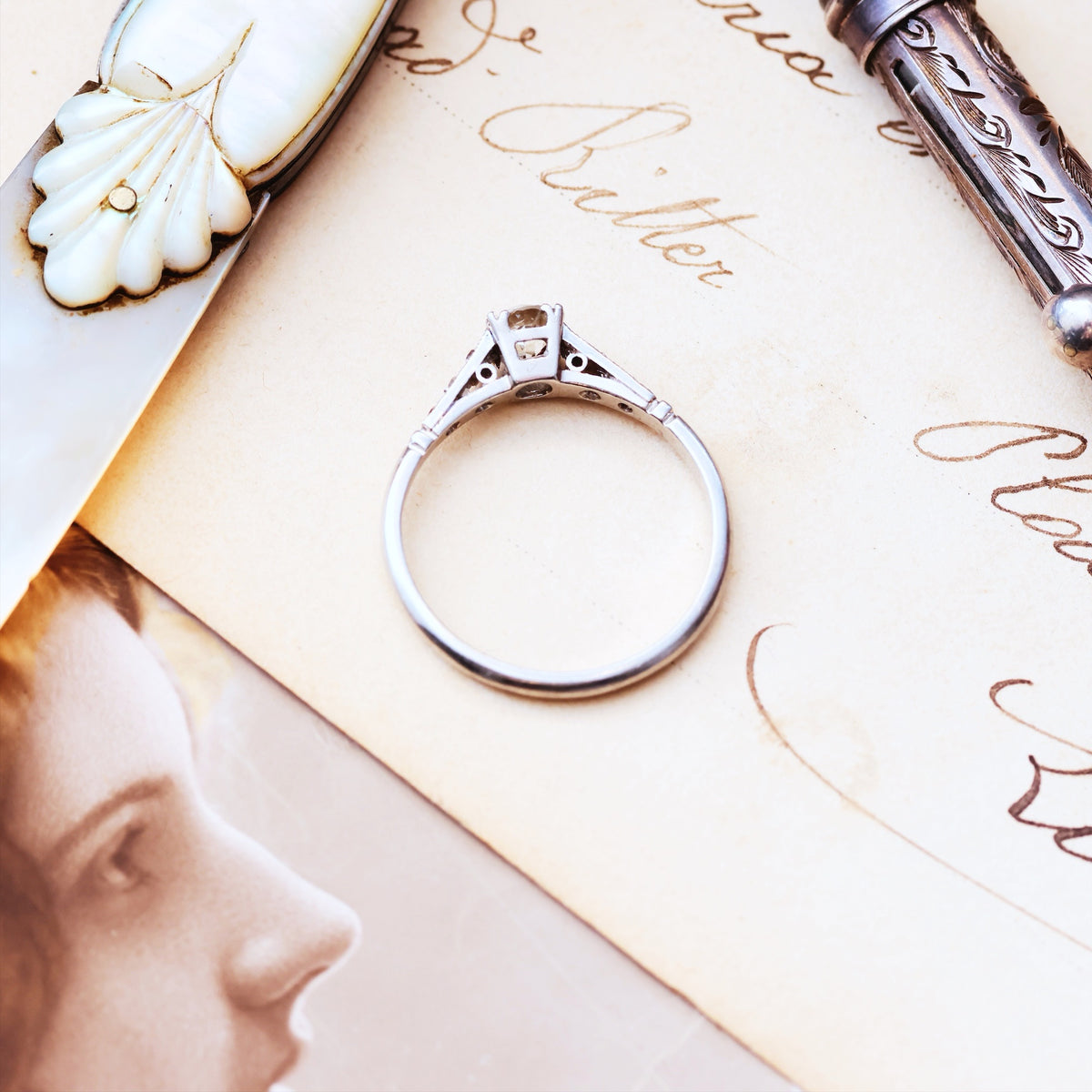Vintage Art Deco Diamond Solitaire Engagement Ring