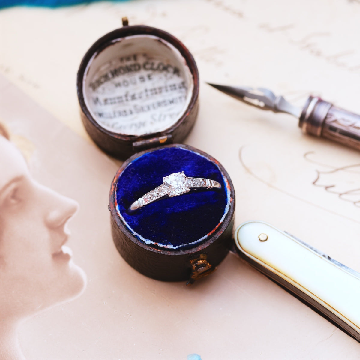Vintage Art Deco Diamond Solitaire Engagement Ring