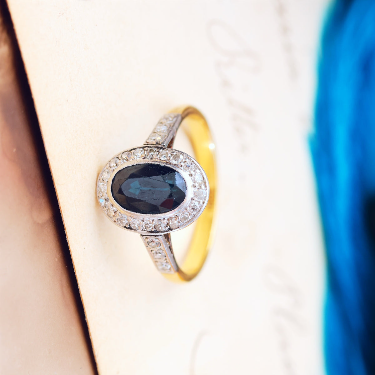 Vintage Art Deco Sapphire & Diamond Cluster Ring