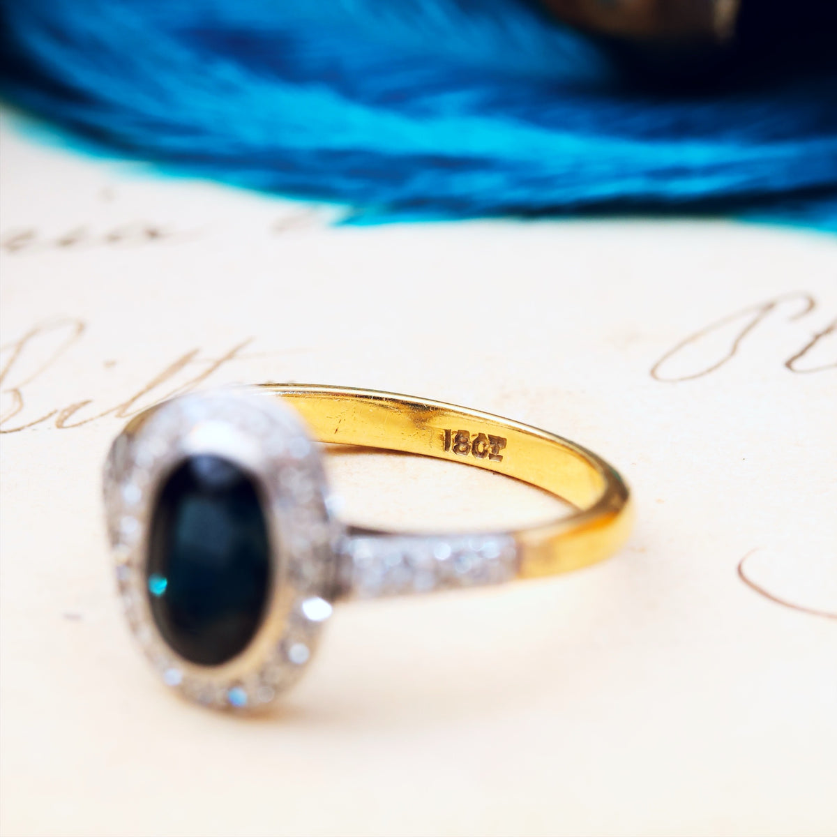 Vintage Art Deco Sapphire & Diamond Cluster Ring