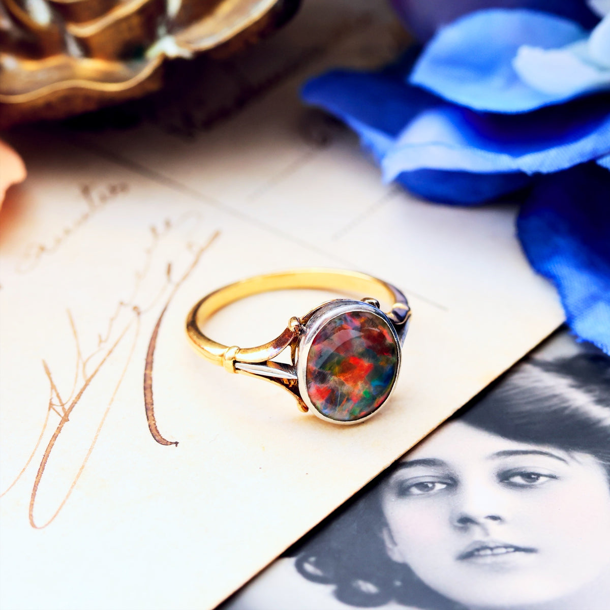 Scarce Find! Vintage Black Magic Opal Ring