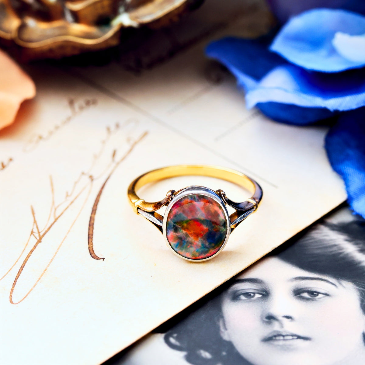 Scarce Find! Vintage Black Magic Opal Ring