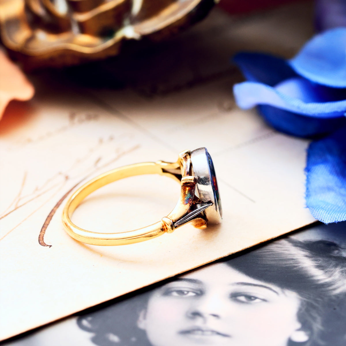 Scarce Find! Vintage Black Magic Opal Ring