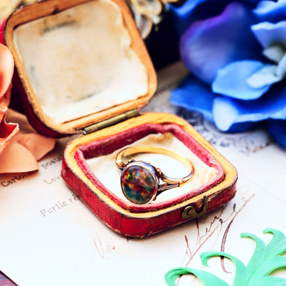 Scarce Find! Vintage Black Magic Opal Ring