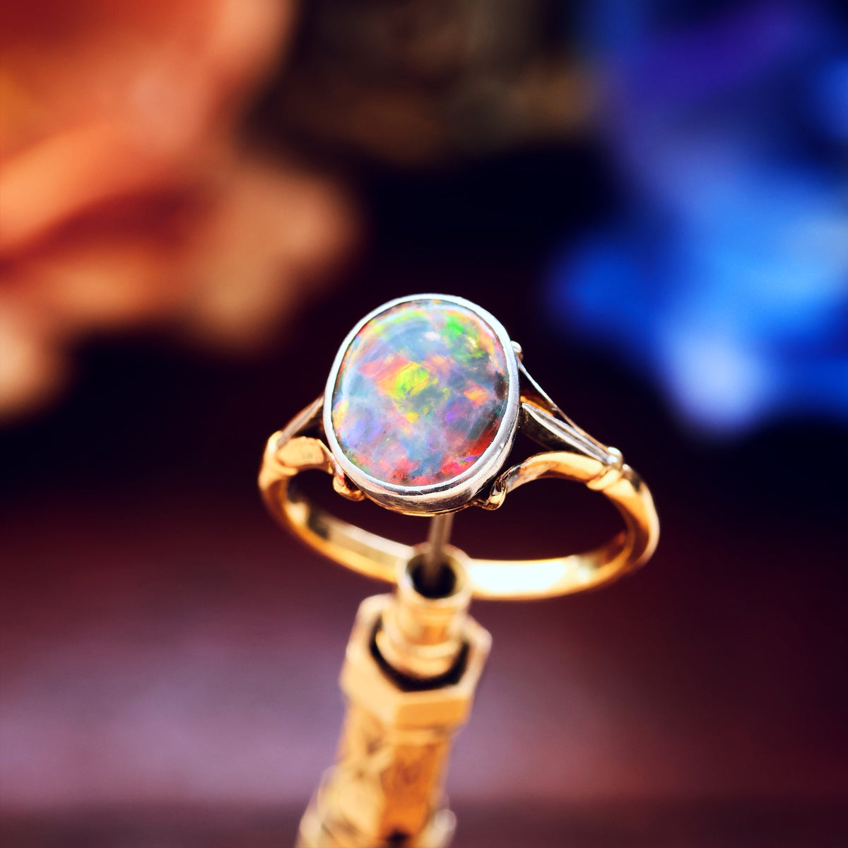 Scarce Find! Vintage Black Magic Opal Ring