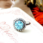 AWESOME!! Vintage Starlight Blue Zircon Halo Cluster Ring